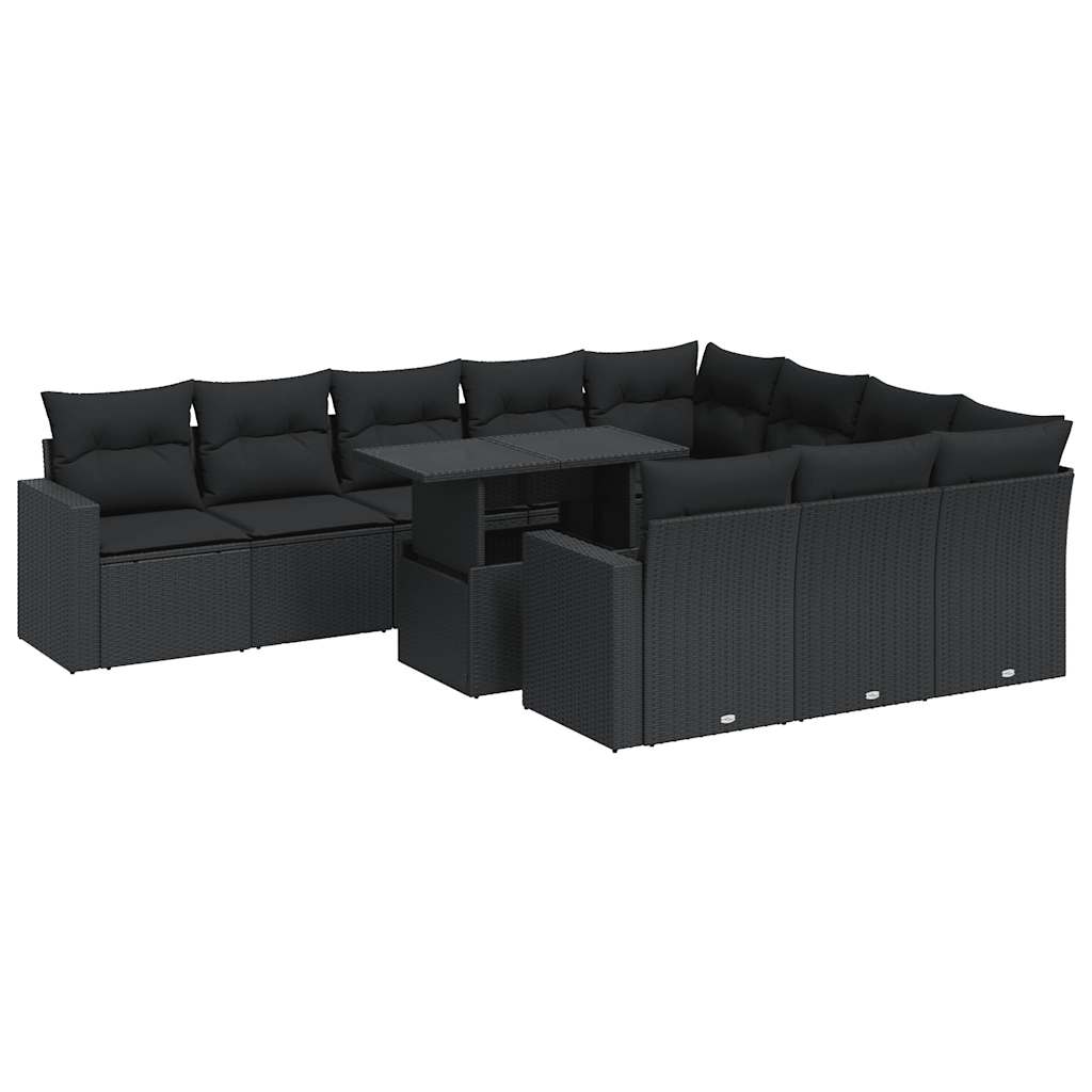 Vidaxl 11-Cz. Set da Giardino, Cuscini Rattan Nero Pe