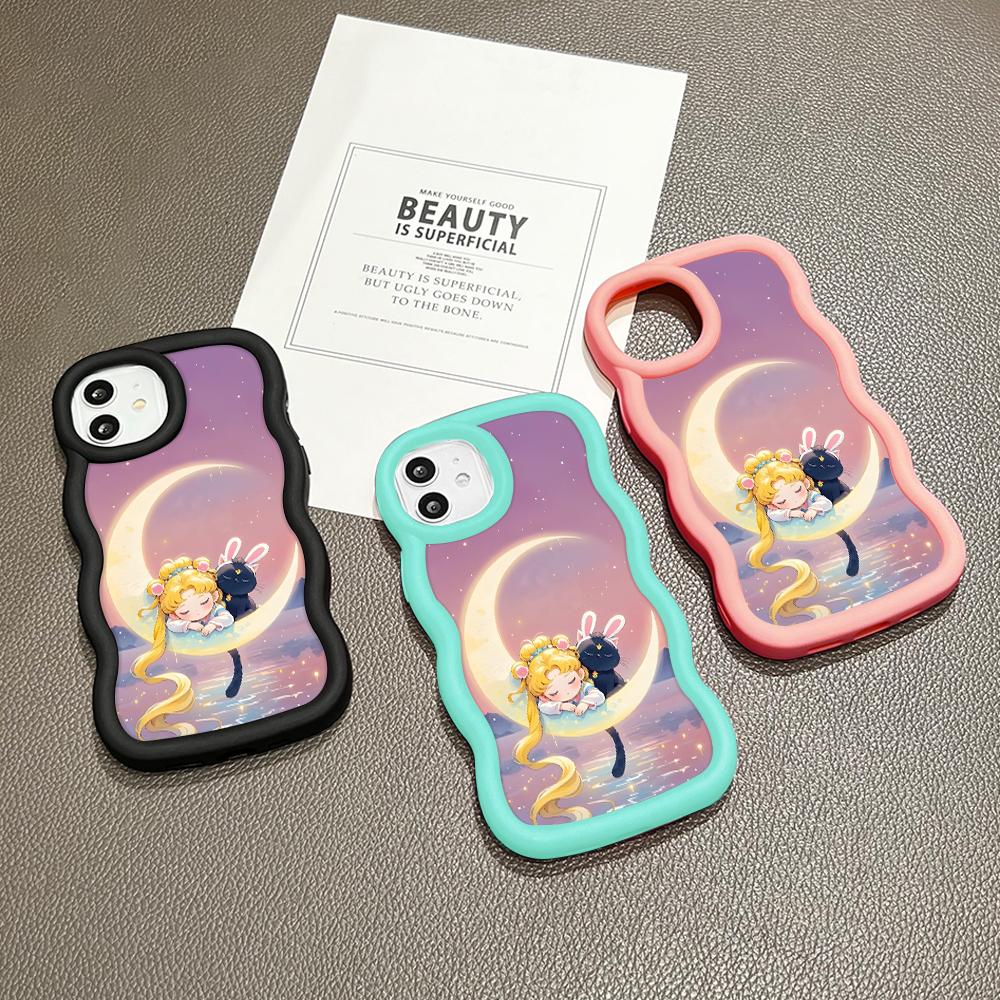 Big Wave Edge Weiches Silikonmaterial Macaron-Telefongehäuse Stoßfestes Schutzgummigehäuse für OPPO Reno Realme Infinix Tecno