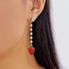 Fashion Sweet Red Strawberry Drop Earrings For Women Lovely Green Leaves Flower Resin Strawberry Fruit Earrings Party Jewelry