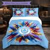 Manchester City Pattern 3 Pieces Bedding Set Soft Microfiber Duvet Cover with Pillow Cases for Bedroom
