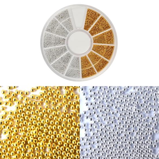Argintiu și auriu Nail Art Mini margele Bile 3D DIY Decorare roată Manichiură