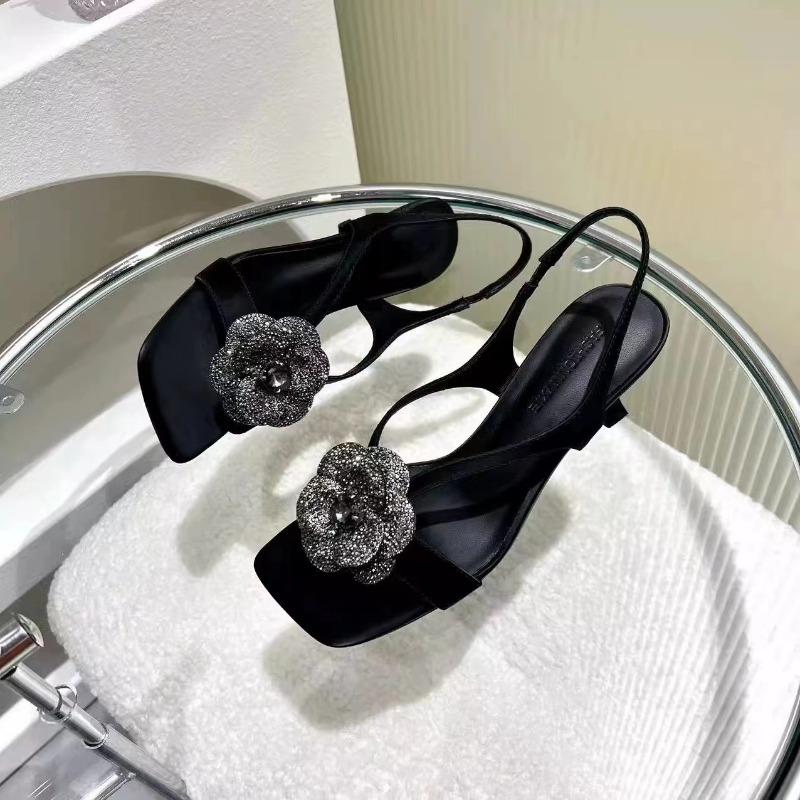

Fashion Elegant Simple Women Shoes 2025 Summer New Women High Heels Anti-slip Versatile Women Sandals Retro Temperament Women s Slippers 34 чёрный