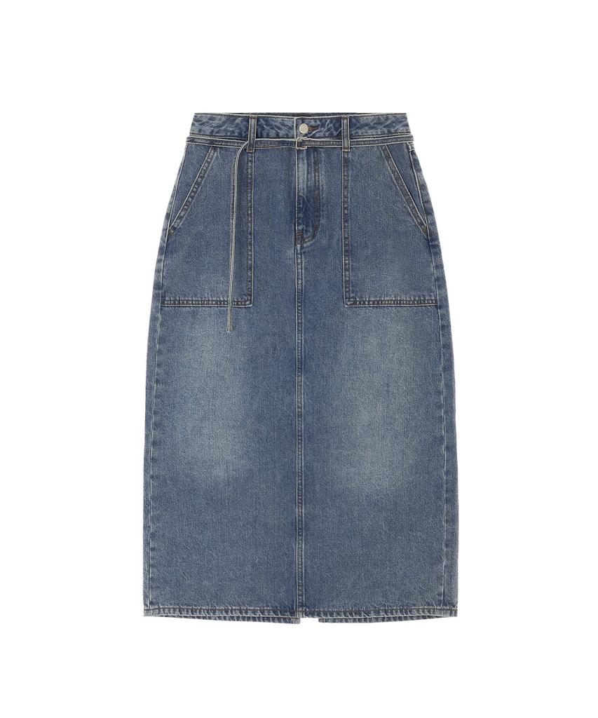 Lee Midi Denim Belt Skirt Indigo Medium