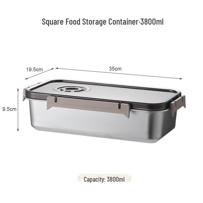ZISIZ 3800ML Stainless Steel Sealed Food Storage Container