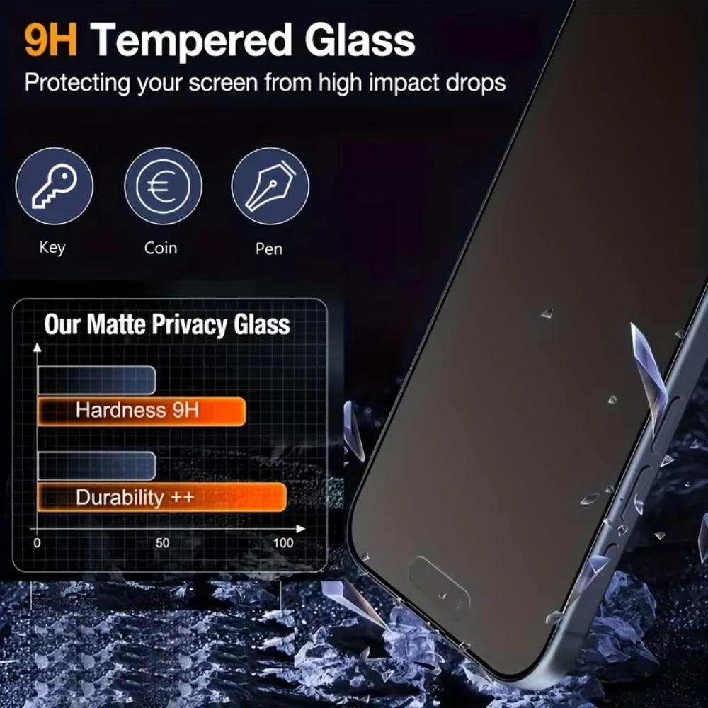 Nnbili 4 peças de vidro temperado fosco anti-espionagem para iphone 17 16 15 13 12 11 pro max 17air xr xs max filme protetor de tela de privacidade