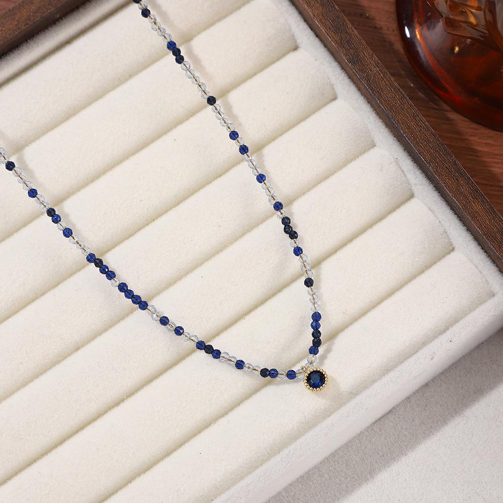 Colorful Retro Dopamine Rice Bead Necklace with Natural Stones and Thin Chain