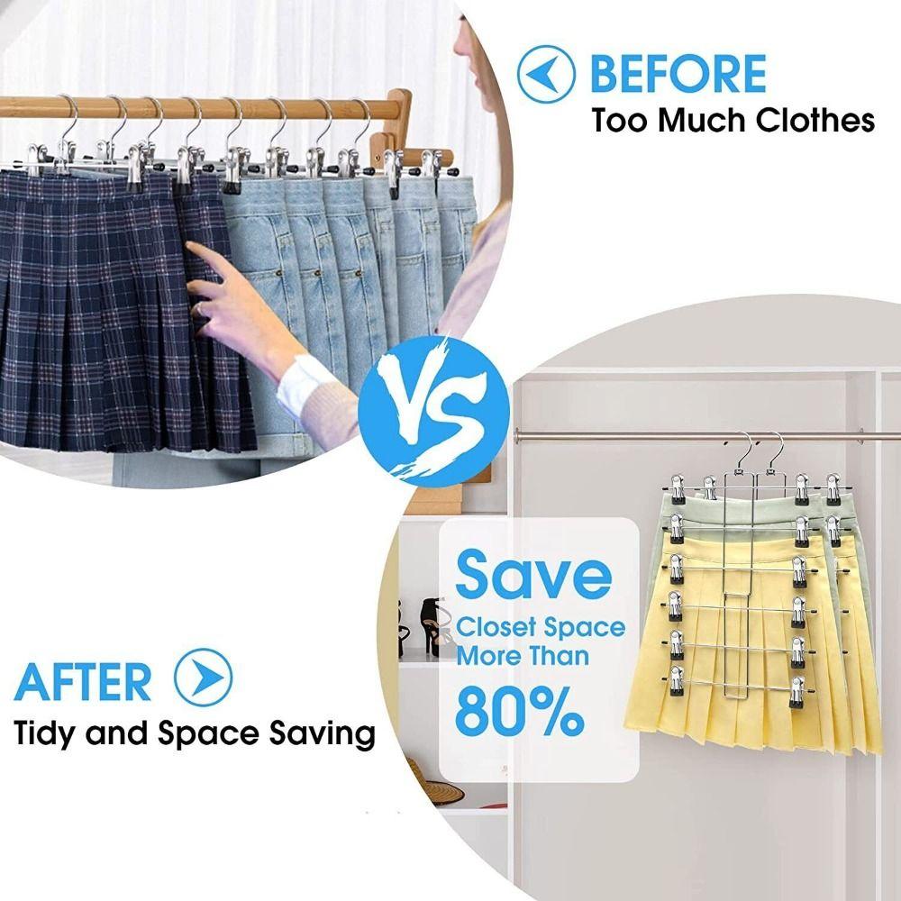 Adjustable 6 Layer Clothes Hangers with Non-Slip Clips Scarf Hangers with Clips  Shorts Jeans