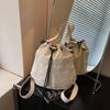 Slack Backpack Bag Women's New Spring and Summer Versatile Canvas Shoulder Messenger Bag Portable Bucket Bag
