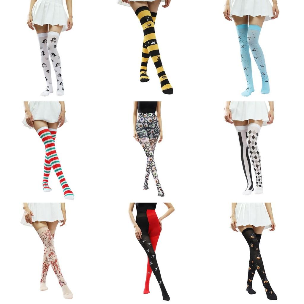 Over Halloween Cosplay Knee Thighhigh Socks Costume Festive Parties Cartoon