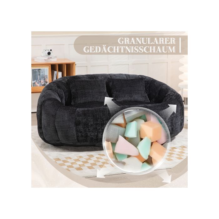 Bean Bag Sofa Lazy Sofa Durable and Comfortable Recliner High Back Bean Bag Chair Sofa (Black Chenille)