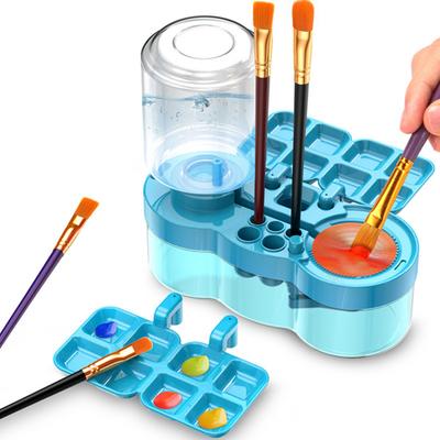 Nettoyeur de Pinceaux de Peinture Portable Outil de Nettoyage de Pinceaux avec Circulation d'Eau Laveur de Pinceaux Station de Peinture avec Support pour Pinceaux et Palette pour Débutants