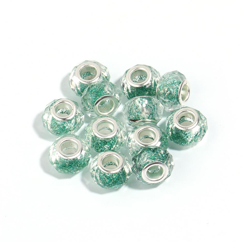 10Pcs/lot Transparent Color Faceted Resin Beads Large Hole Loose Beads for Jewelry Making DIY Bracelet Decoration Charm Supplies