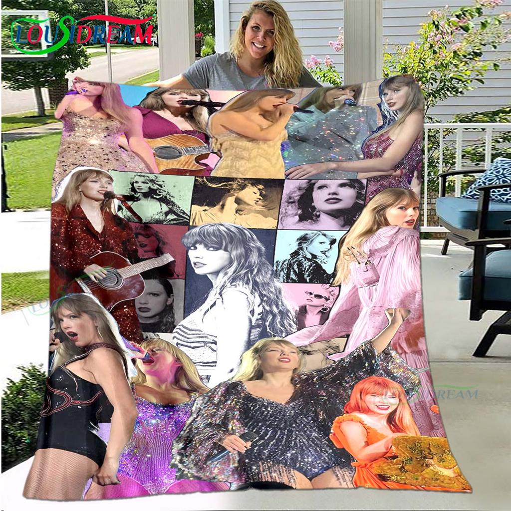 Hot Pop Female Diva Singer Pattern Blanket Flannel Thin Blanket Portable Home Travel Office Lunch Break Blanket Birthday Gift