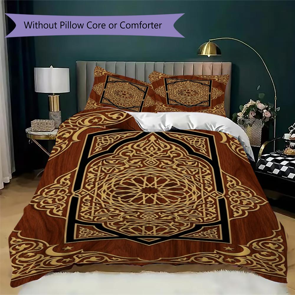 Muslim Pattern Bedding uilt Set uilt Cover Pillowcase Home Decoration Birthday Gift (1 * duvet cover + 2 * pillowcase  without core)129