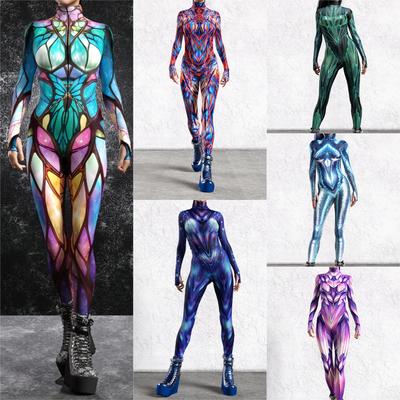3D Digital Printing Stage Performance Costumes Adults Halloween Events Carnival Theme Party Cosplay Outfit Pretend Game Jumpsuit