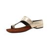Retro Going Out Toe Slippers Women's Summer Outer Wear Square Toe Golden Cool Slippers Versatile Thick Heel Sandals