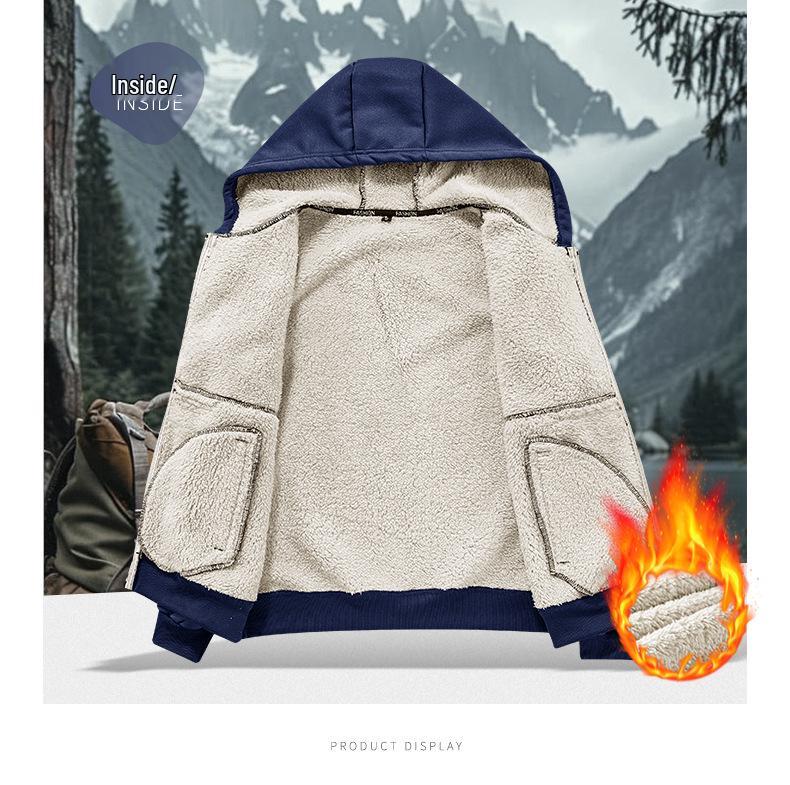 Men's 2025 Lambswool Hooded Jacket - Warm, Thickened, Casual Autumn/Winter Wear with Free Shipping