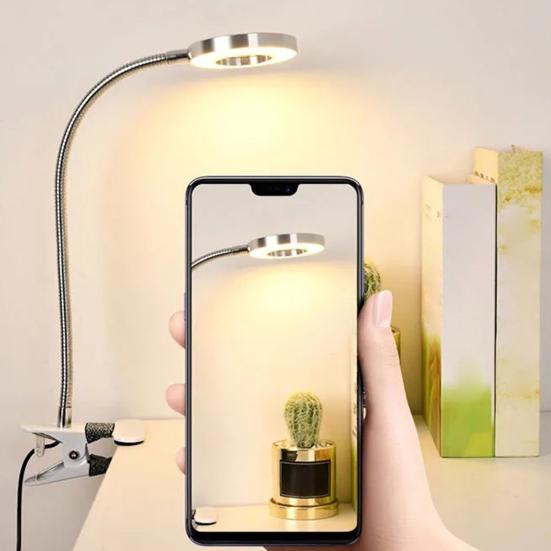 Reading Light Eye Protection Energy Saving USB Powered Clip on LED Desk Lamp Selfie Fill Light for Bed Headboard