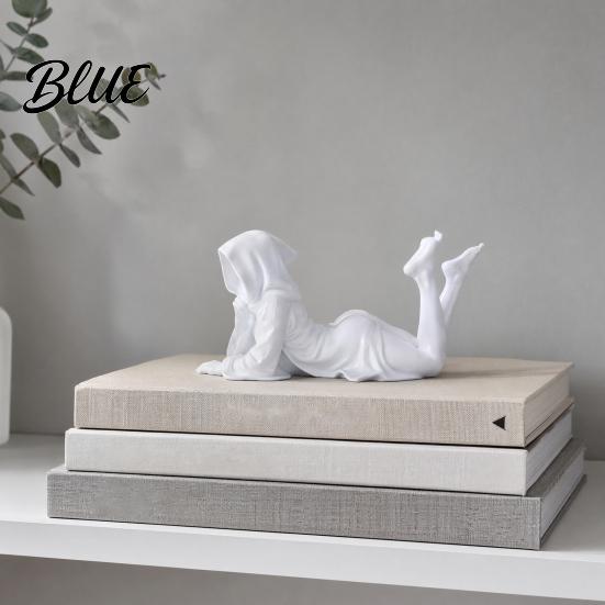 Durable Desktop Figurine 3D Printed Lying Robe Girl Statue Modern Minimalist Hooded Lazy