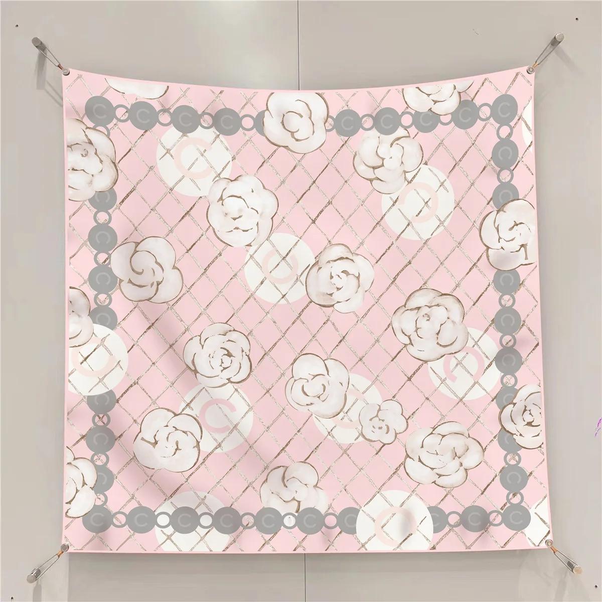 French 90Cm New Rose Twill Silk Women S Travel Sunscreen Shawl Large Square Scarf Headscarf Scarf Scarf  Scarf Women Luxury 90X90CM