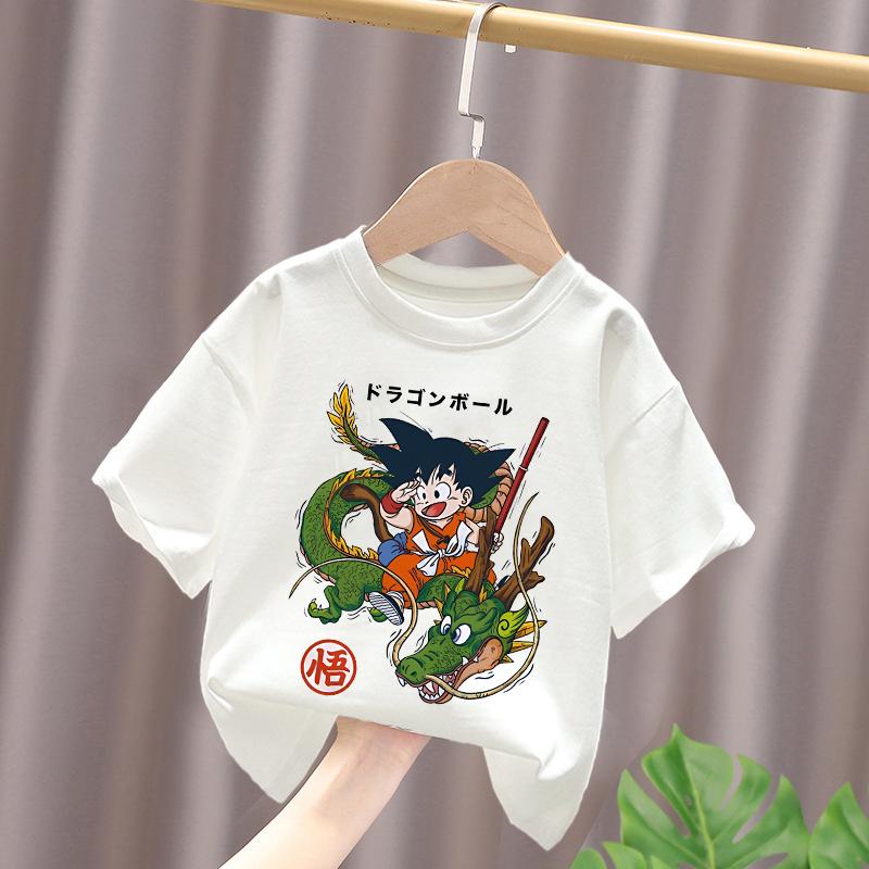 Dragon Ball Fiúk Fehér Pamut Póló Sun Goku Kisgyermek Rövid Ujjú Pólók Rajzfilm Nyári Ruhák Kawaii Felsők Születésnapi Ajándékok