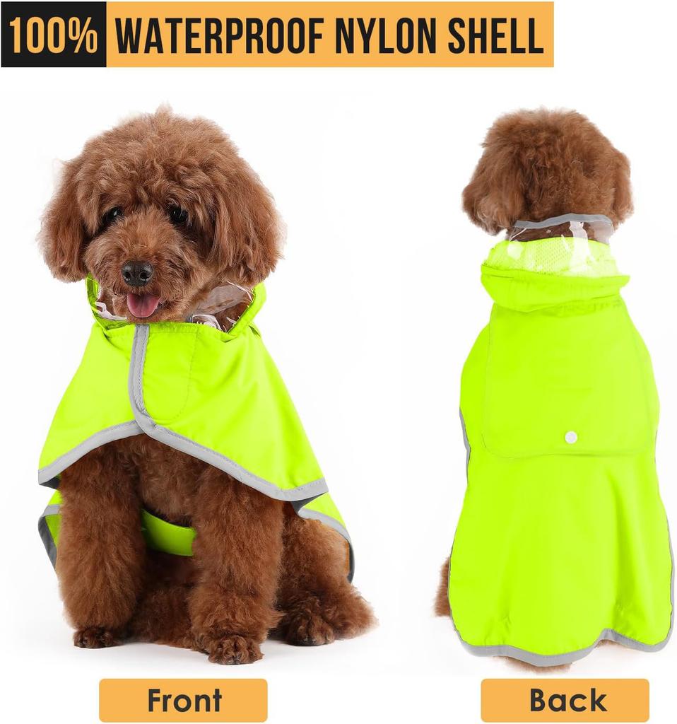 Dog Raincoat Waterproof Soft Breathable Dog Rain Jacket For Small Dog Hooded Dog Rain Coat With Transparent Cap Protect Belly