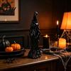 Gothic Style Home Accessories Witch Statue Tabletop Figurine Sitting On Broom Sculpture Spooky Ornament for Halloween Desktop Party Decor