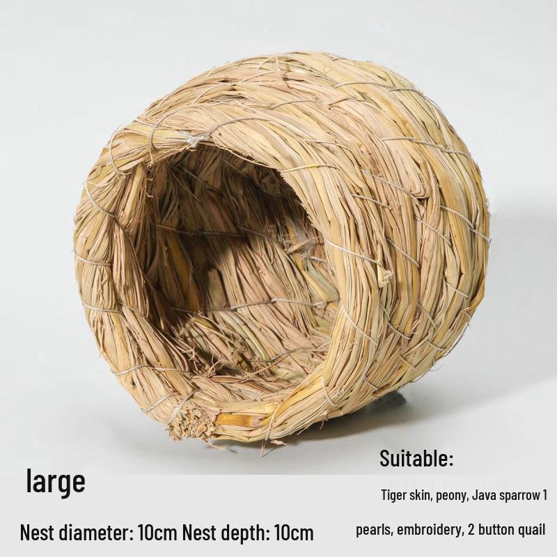 Straw Bird Nest for Budgerigars, Cockatiels, Quails, Pigeons, and Peonies - Hanging Breeding and Egg-Laying Supply