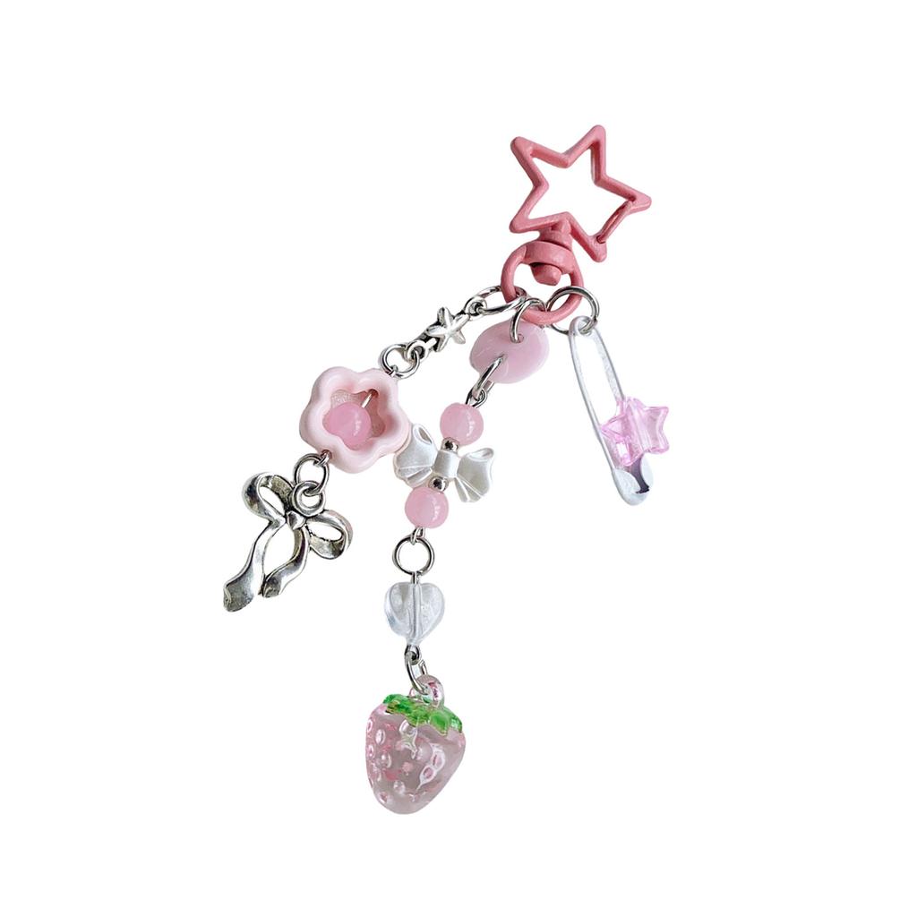 Stylish Love Star Pendant Bowknot Keychain Accessory Stylish Key Holder for Women Sturdy Alloy Car Key Pendant