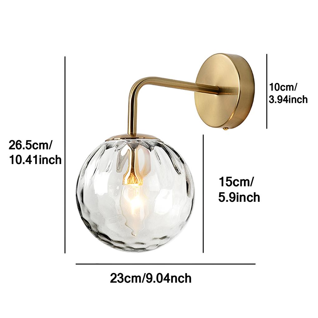 Wall Light Golden Glass Ball Lamp Clear Metal Base Fixtures Home Decoration Bedroom Kitchen Corridor Dining Room Accessories