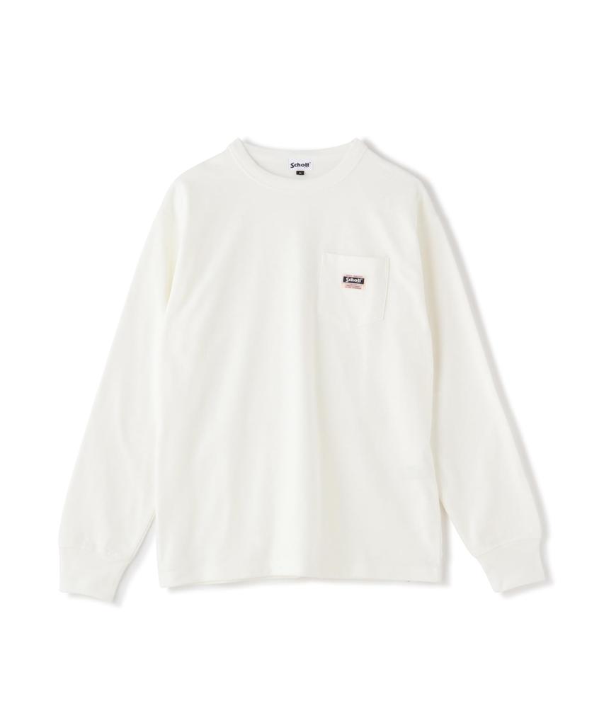 Schott LS WORK LABEL POCKET T-SHIRT, Herren Größe M, Weiß, 782-5930004