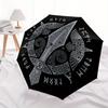 Viking Shield Wall Art, Norse Decor with Spear and Ravens Umbrella, Cute Umbrella with Cute Design, Portable 3-Fold Compact Umbrella for Men & Women,