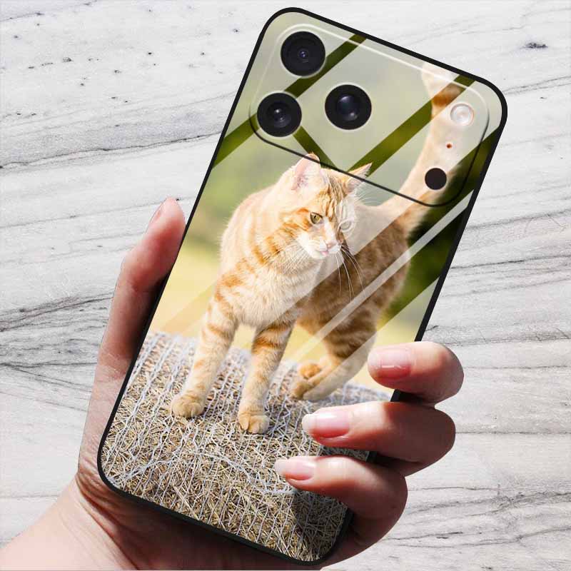 Cute Case For iPhone 17 Pro Plus Capa 17 Pro Max Bumper Luxury Tempered Glass Hard Back Cover iPhone17 Air Funda Animal Patterns