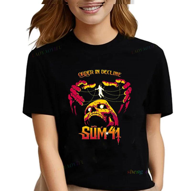 Rock Band Playera Sum 41  Unisexs T Shirts SUM41 Popular Punk Graphic Short Sleeve O Neck TShirt Casual Loose Clothes