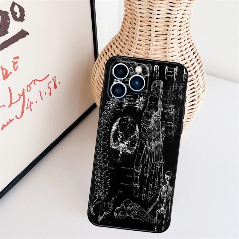 Radiological Human Organs Skeleton Cover Case For iPhone 14 Pro 11 16 15 Pro Max 12 13 Mini Plus XS X XR Funda