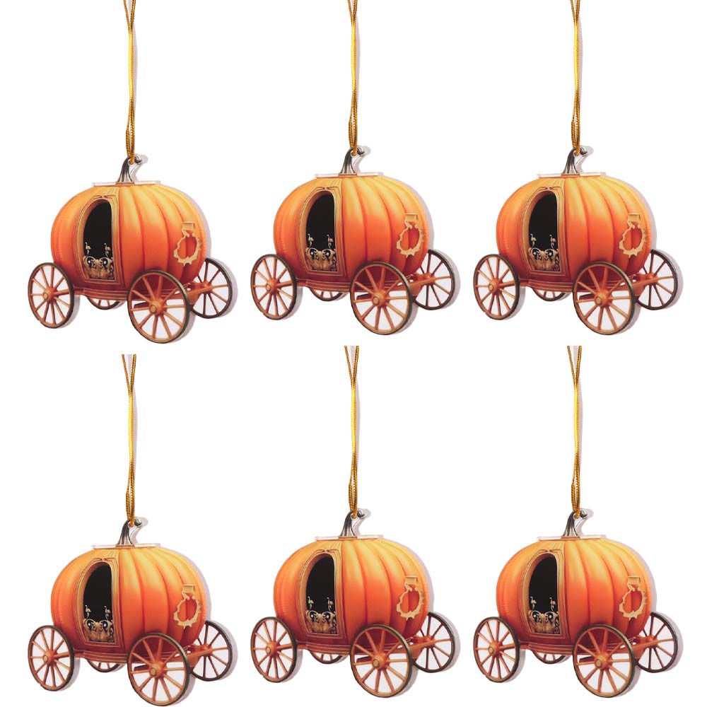6pcs Acrylic Pumpkin Carriage Halloween Pendant Creative Christmas Keychain Car Pendant  Party