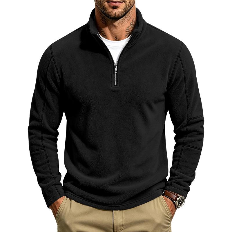 Men S Fleece Stand Collar Zip Sweatshirt Loose Casual Autumn Winter
