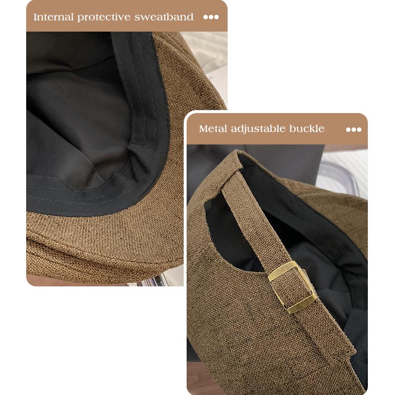 Women Vintage Cotton Linen Beret Hat Solid Color Hip Hop Forward Sunshade Hats Ins Korean Girl Artist Painter Visor Caps