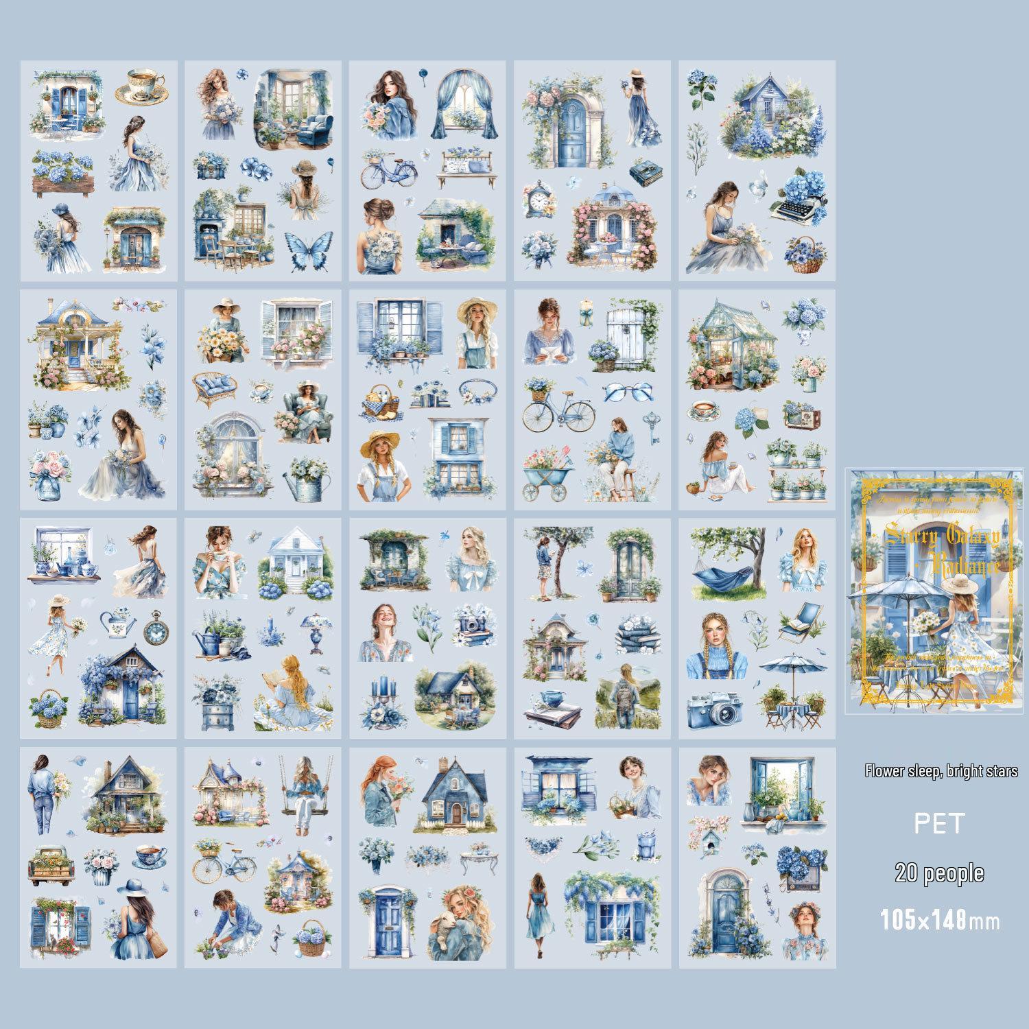 Retro Girl Die-cut PET Sticker Book: Floating Light Shallow Dream Series for Journals