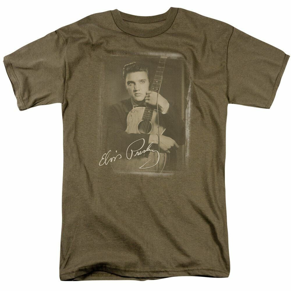 Elvis Presley Guitar Man T-shirt Mens Licensed King Tee Safari Green L