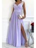 Women's Sleeveless Lace Dress with Open Back and Slit Hem