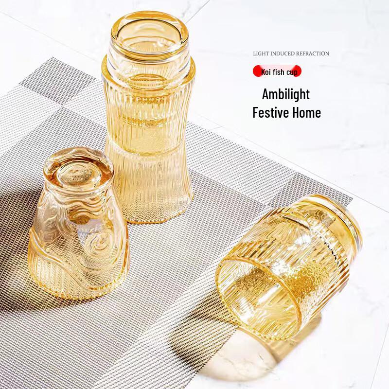 Carp Leaping Dragon Gate 4-Piece Glass Cup Set