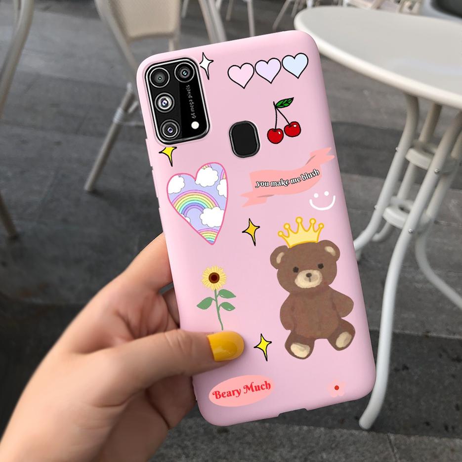 For Samsung Galaxy M31 Case SM-M315F Cute Bear Cartoon Painted Cover Phone Case For Samsung M31 M 31 GalaxyM31 Bumper Soft Funda