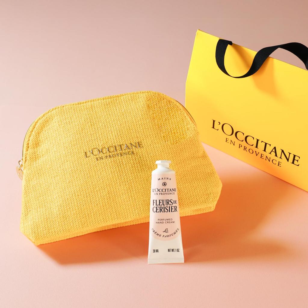 Fleur De Sourisier Sakura Hand Cream 30mL with Pouch Gift A Popular Gift for White New Thank or Any Spring L'OCCITANE Set. Day, Graduation,