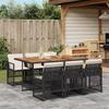 VidaXL Garden Dining Set Cushions 7 Pcs Black Wicker 3210735