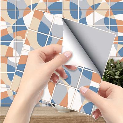 Flower Pattern Tile Sticker  Kitchen Backsplash Oil-proof Bathroom Waterproof Home Decor Wall Decals Peel Stick Art Mural