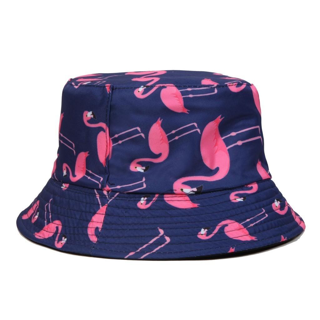 Fashionable Flamingo Print Reversible Fisherman Hat Women Sun Hat Sunscreen Bucket Hat