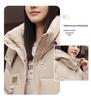 2023 European Women's Winter Mid-Length Down Coat with Detachable Hood
