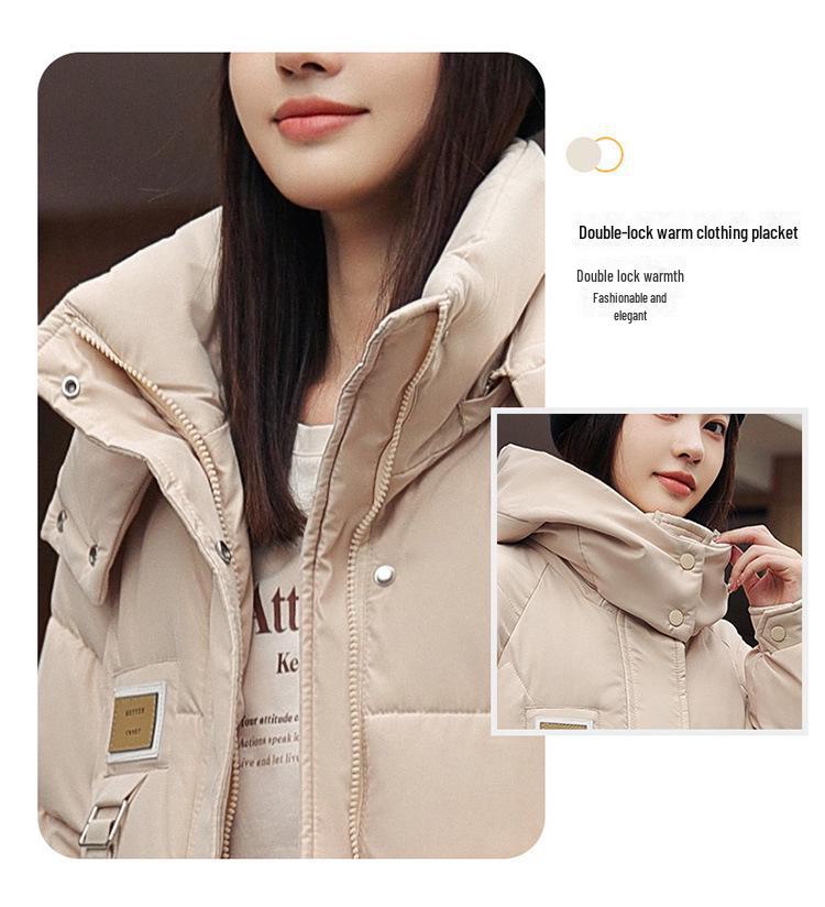 2023 European Women's Winter Mid-Length Down Coat with Detachable Hood