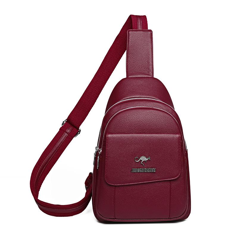 

Мягкая кожаная нагрудная сумка женская сумка через плечо дорожная сумка через плечо сумка для мобильного телефона красный
